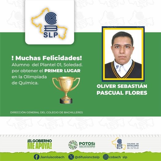 Felicitación al alumno, Oliver Sebastian Pascual F...