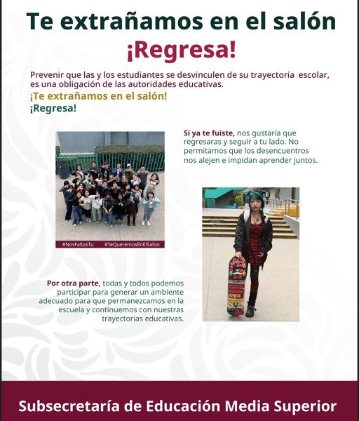 ¡Te extrañamos en el salón!